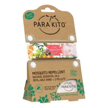 PARA'KITO Mosquito Insect & Bug Protection Wristband - Mosquito Stickers & Bug Spray Alternative - Summer Essentials, Beach Accessories, Hiking & Camping Essentials - Natural Essential Oils (Flowery)