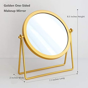 Elegant Golden Makeup Mirror with 360° Rotation and Stability
