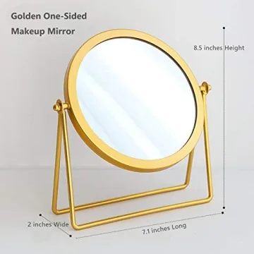 Elegant Golden Makeup Mirror with 360° Rotation and Stability