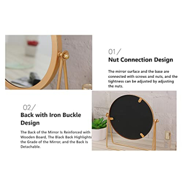 Elegant Golden Makeup Mirror with 360° Rotation and Stability