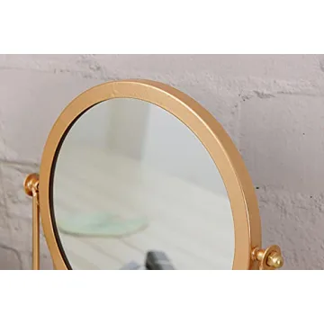 Elegant Golden Makeup Mirror with 360° Rotation and Stability