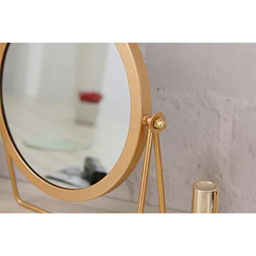 Elegant Golden Makeup Mirror with 360° Rotation and Stability