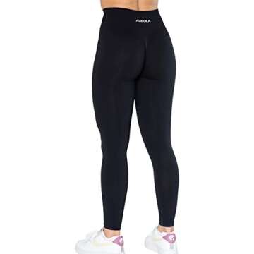 AUROLA Dream Collection Workout Leggings for Women High Waist Seamless Scrunch Athletic Running Gym Fitness Active Pants Dark Black M