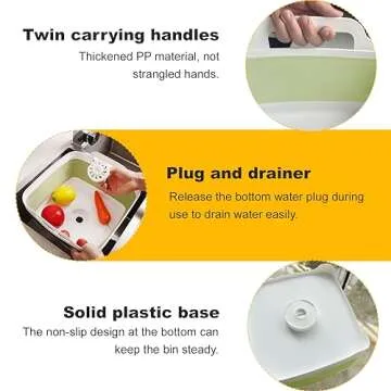 Collapsible Dish Tub 9L - Portable Sink Basin Bucket - Outdoor Multiuse Foldable Sink Tub Wash Dish Basin for Kitchen, RV, Camping (Green)