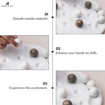 Radicaln Marble Tic Tac Toe Game 10" Inch White & Oceanic Handmade Tabletop Board Games Adult Farmhouse Coffee Table Decor Ideal Outdoor & Travel Games