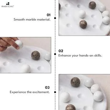 Radicaln Marble Tic Tac Toe Game 10" Inch White & Oceanic Handmade Tabletop Board Games Adult Farmhouse Coffee Table Decor Ideal Outdoor & Travel Games