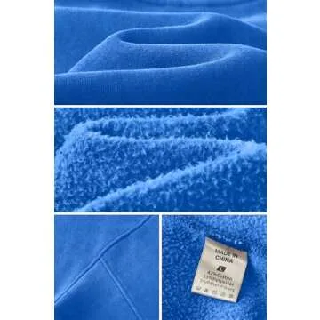 Hatant Sweatshirt for Women Acid Wash Athletic Hoodies Heritage Fleece V-neck Long Sleeve Hoodie Y2K Crop Pullover Women Sweatshirt Cotton Fleece Lined Hoodies Workout Pullover Shirt Bright Blue-M