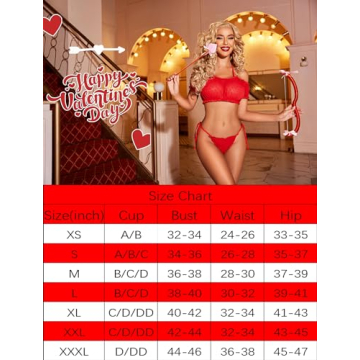 Avidlove Women’s Sexy Ruffle Trim Lingerie Set in Red