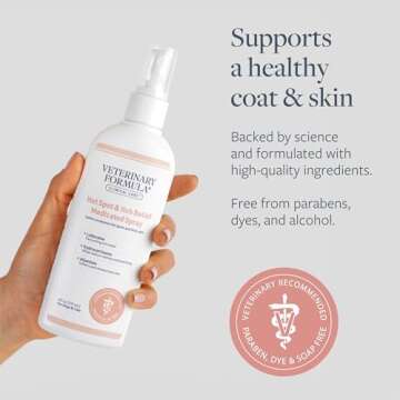 Veterinary Formula Clinical Care Hot Spot & Itch Relief Medicated Spray, 8oz – Easy to Use Spray for Dogs & Cats – Helps Alleviate Sensitive Skin, Scratching, and Licking of Coat