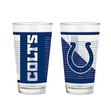 Rico Industries NFL Football Indianapolis Colts Main 16 oz Pint Glasses with Digitally Printed Logo,...