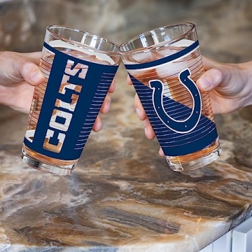 Rico NFL Colts 16 oz Pint Glasses Set of 2 for Fans