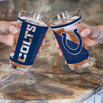 Rico NFL Colts 16 oz Pint Glasses Set of 2 for Fans