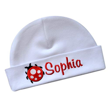 Ladybug Cotton Baby Hat Personalized with Custom Embroidered Name