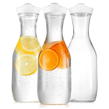 DilaBee Water Carafe with Lids - 50 Oz - Plastic Juice Pitcher Carafes for Mimosa Bar, Milk, Smoothi...