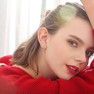 Fansilver 4 Pairs 925 Sterling Silver Disc Stud Earrings Tiny Dot/Mini Bar/Circle/Triangle Disc Stud Earrings Small Geometric Stud Earrings Set Hypoallergenic Jewelry Gold