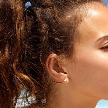 Fansilver 4 Pairs 925 Sterling Silver Disc Stud Earrings Tiny Dot/Mini Bar/Circle/Triangle Disc Stud Earrings Small Geometric Stud Earrings Set Hypoallergenic Jewelry Gold