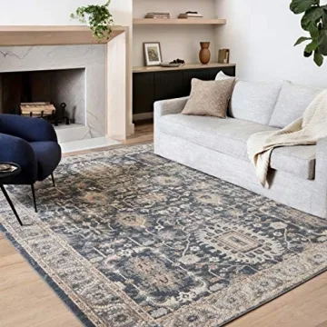 Loloi Teagan Denim Pebble Area Rug Elegant Durable