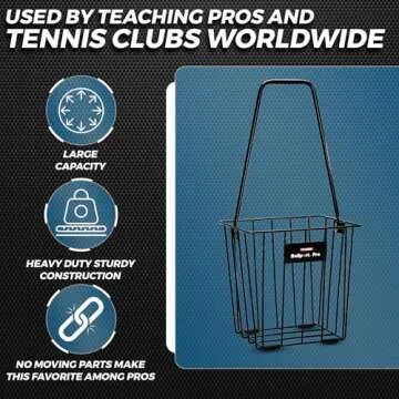Tourna Ballport 85 Ball Pickup Tennis Hopper - Durable Design, Holds 85 Balls