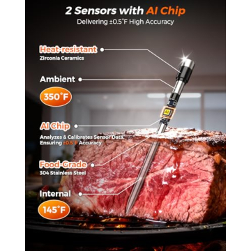 AI Wireless Meat Thermometer with Dual Probes for Precision Cooking