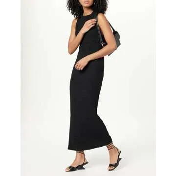 The Drop Women's Lena High Neck Midi Dress in Black