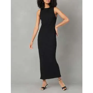 The Drop Women's Lena High Neck Midi Dress in Black