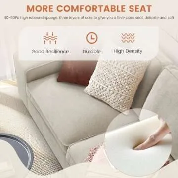 ASHOMELI 99“ Convertible Sectional Sofa,L Shaped Couch,Multi-Functional Reversible Sofa with USB and Type-C Charging Ports, Storage Space, Breathable Fabric (Beige)