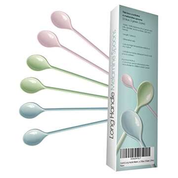 Gohh Long Handle Spoons 7.2 Inch: Latte Machiatto, Tall Iced Tea, Ice Cream Sundae, Coffee, Tea, Cocktail or Hot Chocolat Stirring Longdrink Spoons, Set of 6