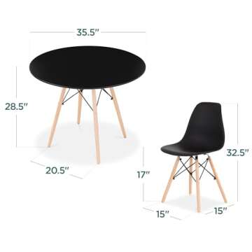 Compact Mid-Century Modern 5-Piece Dining Set with 4 Chairs