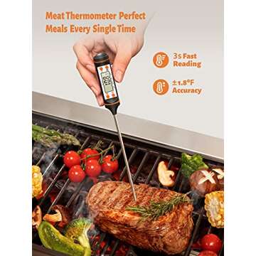 Veken 15 Pc. Grilling Accessories Tools Set with Meat Thermometer, BBQ Accessories Kit with 4-in-1 Spatula, Stainless-Steel Skewers, Grilling Tongs, Steel Wire Brush,Grill Gifts for Men