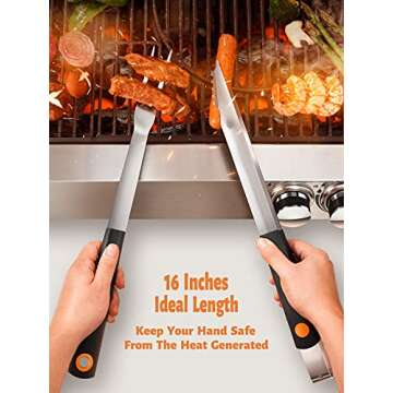 Veken 15 Pc. Grilling Accessories Tools Set with Meat Thermometer, BBQ Accessories Kit with 4-in-1 Spatula, Stainless-Steel Skewers, Grilling Tongs, Steel Wire Brush,Grill Gifts for Men