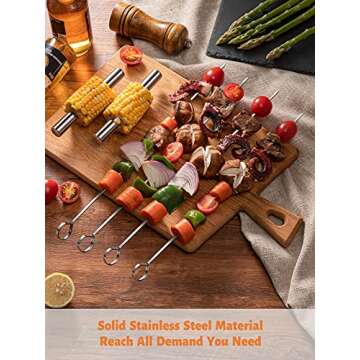 Veken 15 Pc. Grilling Accessories Tools Set with Meat Thermometer, BBQ Accessories Kit with 4-in-1 Spatula, Stainless-Steel Skewers, Grilling Tongs, Steel Wire Brush,Grill Gifts for Men