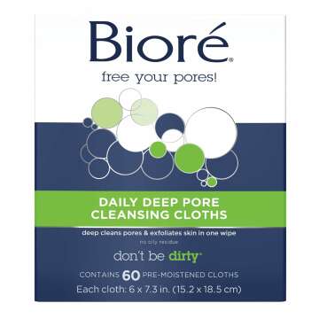 Bioré Daily Makeup Removing Cloths - Deep Cleansing Wipes, 60 Count