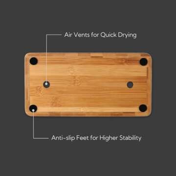 KITCHENDAO XL Bamboo Universal Knife Block Holder with Slots for Scissors and Sharpening Rod, Safe, Space Saver Knives Storage Stand Display without Knives, Unique Slot Design to Protect Blade