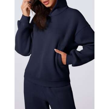 Aleumdr Womens 2 Piece Outfits Matching Sets Sweatsuit Hoodie Sweatshirts and Sweatpants Tracksuits Joggers Sweat Sets 2024 Fall Comfy Clothes Airport Travel Lounge Sets Blue Medium