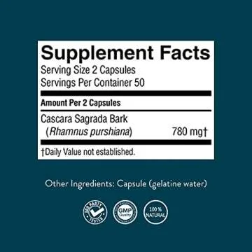 Nature's Sunshine Cascara Sagrada Capsules - Promotes Intestinal Support for a Healthy Colon - 100 Capsules (50 Servings)