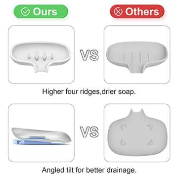 SUBEKYU Silicone Soap Dish for Bathroom with Drain Tray