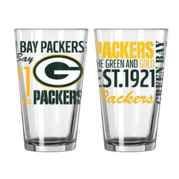 NFL Green Bay Packers Spirit Pint Glass, 16-ounce, 2-Pack