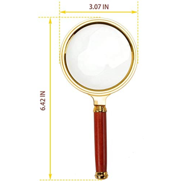 BASUNE 10X Magnifying Glass with Rosewood Handle - Ideal for Readers
