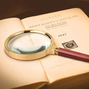 BASUNE 10X Magnifying Glass with Rosewood Handle - Ideal for Readers