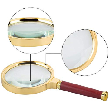 BASUNE 10X Magnifying Glass with Rosewood Handle - Ideal for Readers