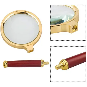 BASUNE 10X Magnifying Glass with Rosewood Handle - Ideal for Readers