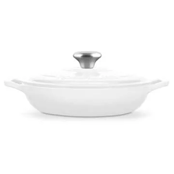 ROSSALLINI Signature Enameled Cast Iron Braiser, Non-Stick Serving Pot with Tight Fitting Lid for Pe...