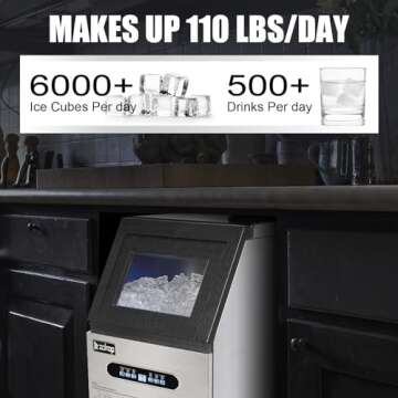 Winado Commercial Ice Maker 110LBS/24H - Perfect for Any Setting