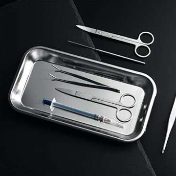 COYMOS 3 Pack Surgical Tray, Stainless Steel Tray for Lab Instrument Supplies, Tattoo Tool (Silver)