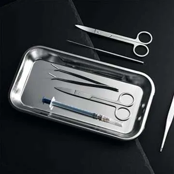 COYMOS 3 Pack Surgical Tray, Stainless Steel Tray for Lab Instrument Supplies, Tattoo Tool (Silver)