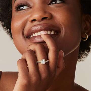 PAVOI 14K Gold Plated Square Halo Ring - Elegant Promise Ring