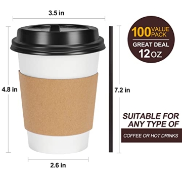 FIFWVGP 100 Pack Disposable Coffee Cups for Events