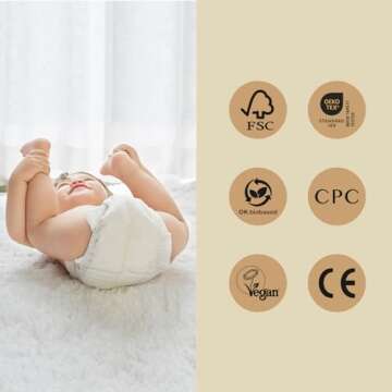 ECO BOOM Diapers, Viscose from Bamboo Diapers, Natural Soft Disposable Nappies for Infant, Size 3 Su...