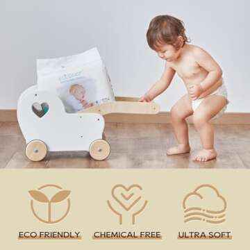 ECO BOOM Diapers, Viscose from Bamboo Diapers, Natural Soft Disposable Nappies for Infant, Size 3 Suitable for 13 to 22lb (Medium - 32 Count)