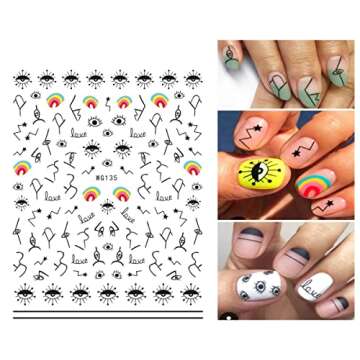 9 Sheets Evil Eye Nail Stickers for Nail Art, 3D Self-Adhesive Witch Nail Decals DIY Nail Art Supplies for Nail Decorations Designer Pegatinas para Uñas with Eyes Pattern Nails Designs Accessories